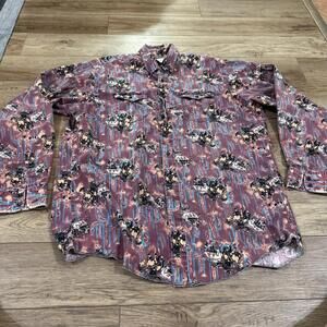 Vintage Wrangler Cowboy Western Rodeo Print Button Shirt